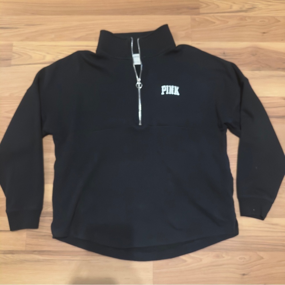 PINK Victoria's Secret Women’s Black Quarter-Zip Sweatshirt